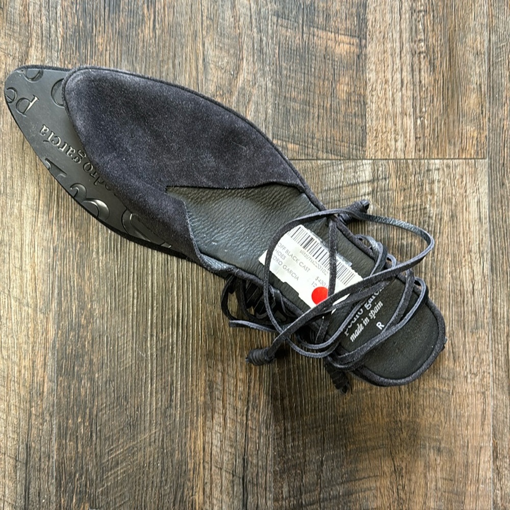 NWT black suede flats with laces.